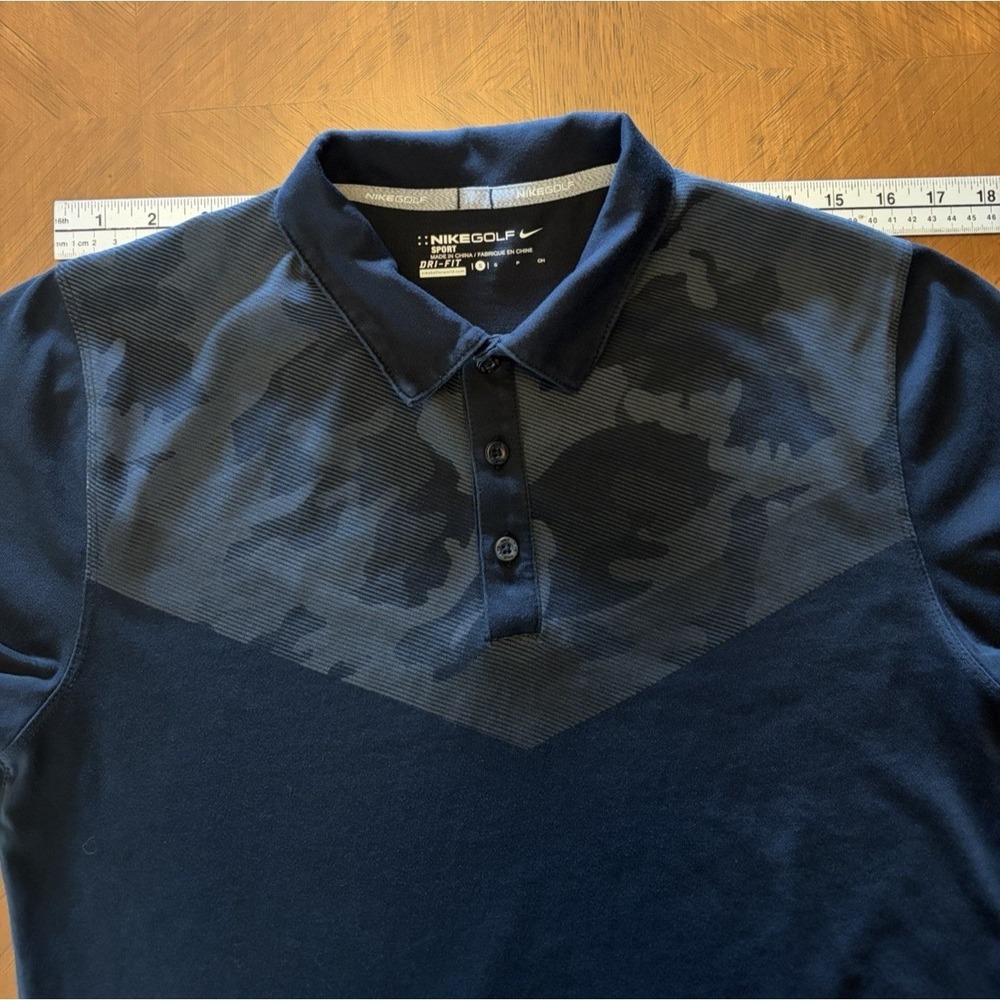 Nike Men's Small Golf Polo Dri-Fit Black Gray Camo Block Pattern - Picture 8 of 13